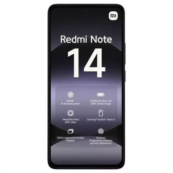 Смартфон Xiaomi Redmi Note 14 4G 6/128Gb Midnight Black